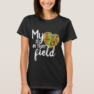 Custom softball player number lace heart design T-Shirt