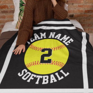 Custom Softball Team Name & Player Number Sports Fleece Blanket