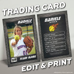Custom Softball Trading Card, Softball Card<br><div class="desc">Softball Trading Card <<>> This is the perfect gift to celebrate the achievements of a softball player, a personalized collection card for a passionate softball fan, or gift these cards to each team player and coach to be forever cherished as a memory. This unique sports trading card design is loved...</div>
