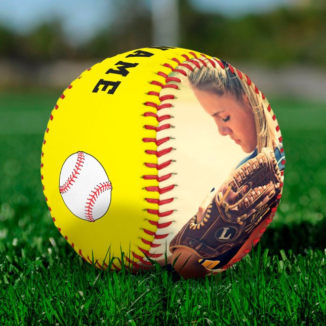 Custom Softball with Team Name Number Photo (Creator Uploaded)