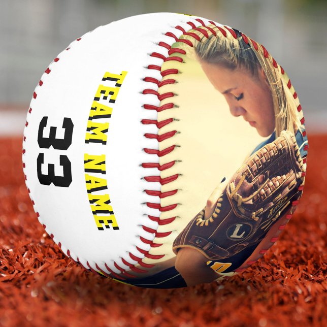 Custom Softball with Team Name Number Photo (Creator Uploaded)