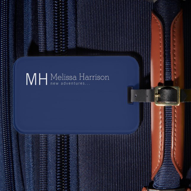 Custom Solid Blue Colour Simple Luggage Tag (Front Insitu 4)