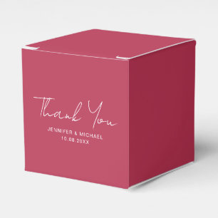 Custom Solid Colour Viva Magenta Handwritten Text Favor Box