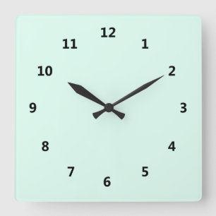 Custom Solid Light Mint Green Color Square Wall Clock