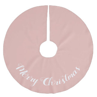 Custom Solid Millennial Pink Merry Christmas Brushed Polyester Tree Skirt