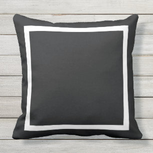 Custom solid slate black / white frame decorative outdoor pillow