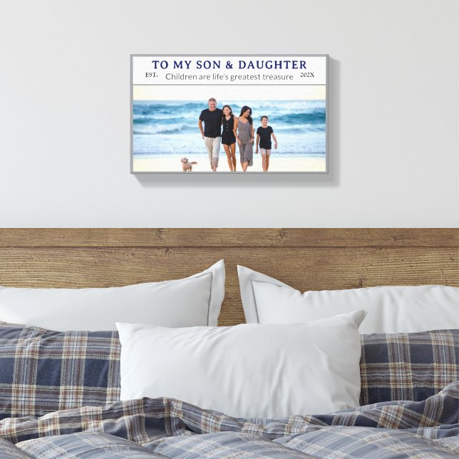 Custom Son & Daughter's Day Family Photo Canvas Print (Insitu(Bedroom))
