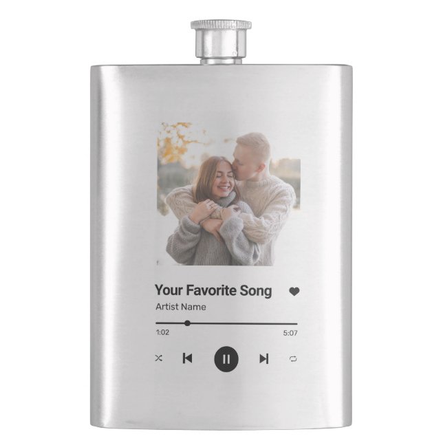 Custom Song Favourite Song One Photo  Coffee Mug L Hip Flask (Front)