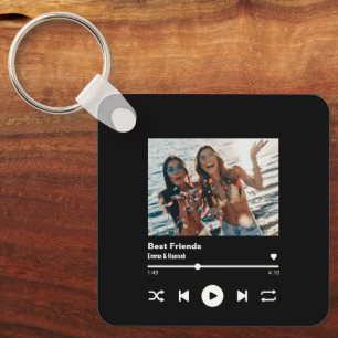 Custom Song QR Code Besties Friendship photo Keychain