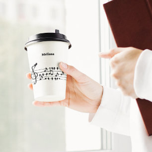 Custom Songbird Treble Clef Art Paper Cups