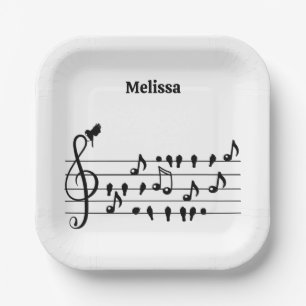 Custom Songbird Treble Clef Art Paper Plate