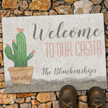 Custom Southwest Flowering Cactus Art WELCOME