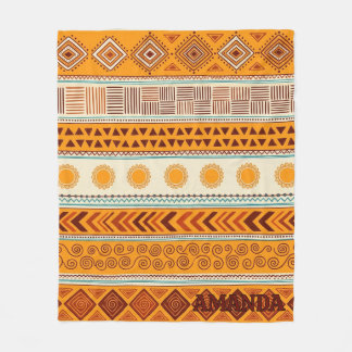 Custom Southwestern Tribal Yellow Sun  Fleece Blanket