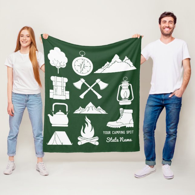 Custom Souvenir Camping Collage Campers Fleece Blanket (In Situ)