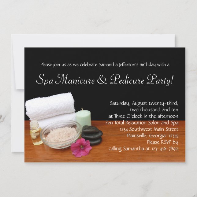 Custom Spa Manicure & Pedicure Party Invitations (Front)