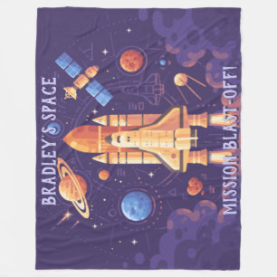 Custom Space Blast-Off Fleece Blanket
