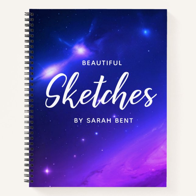 Custom Space Customizable Name Sketchbook Notebook (Front)