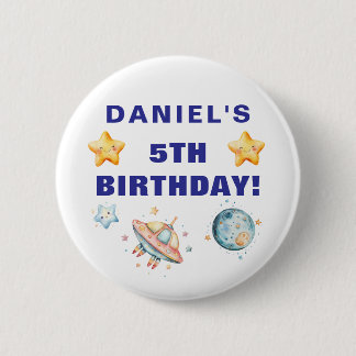 Custom Space-Themed Kids Birthday Party 2 Inch Round Button
