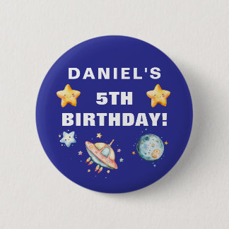 Custom Space-Themed Kids Birthday Party 2 Inch Round Button