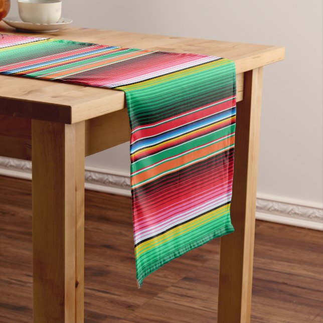 Custom Spanish Serape Mexican Blanket Fiesta Medium Table Runner (In Situ)