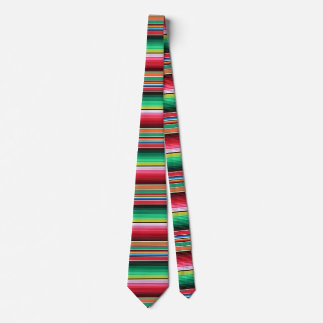 Custom Spanish Serape Mexican Blanket Fiesta Tie (Front)