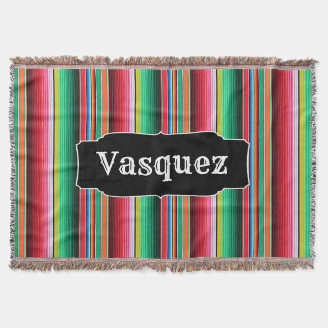 Custom Spanish Serape Mexican Blanket Personalized (Front)