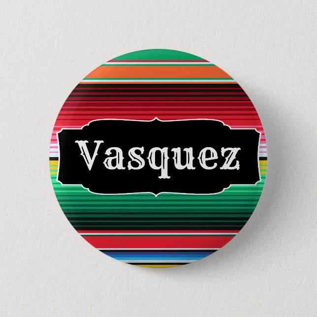 Custom Spanish Serape Mexican Blanket Personalized 2 Inch Round Button (Front)