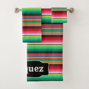 Custom Spanish Serape Mexican Blanket Personalized Bath Towel Set