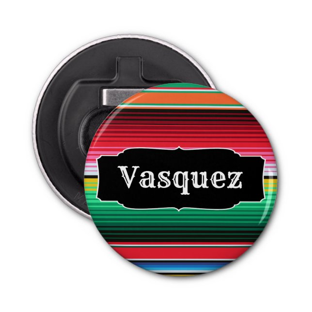 Custom Spanish Serape Mexican Blanket Personalized Bottle Opener (Front)