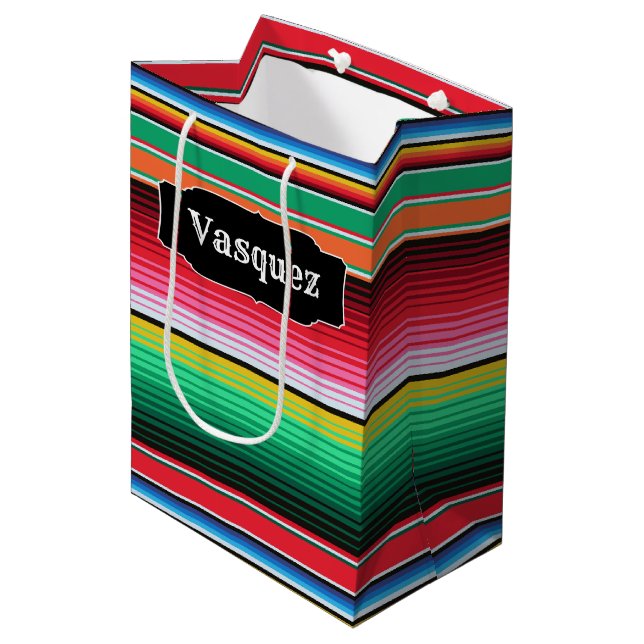 Custom Spanish Serape Mexican Blanket Personalized Medium Gift Bag (Front Angled)