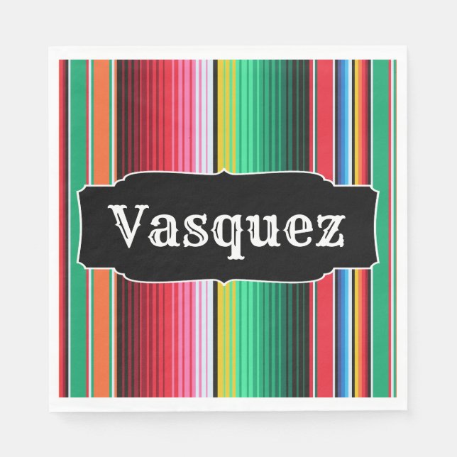 Custom Spanish Serape Mexican Blanket Personalized Napkin (Front)