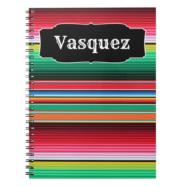 Custom Spanish Serape Mexican Blanket Personalized Notebook (Front)