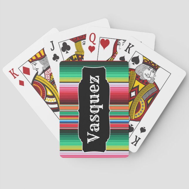Custom Spanish Serape Mexican Blanket Personalized Playing Cards (Back)