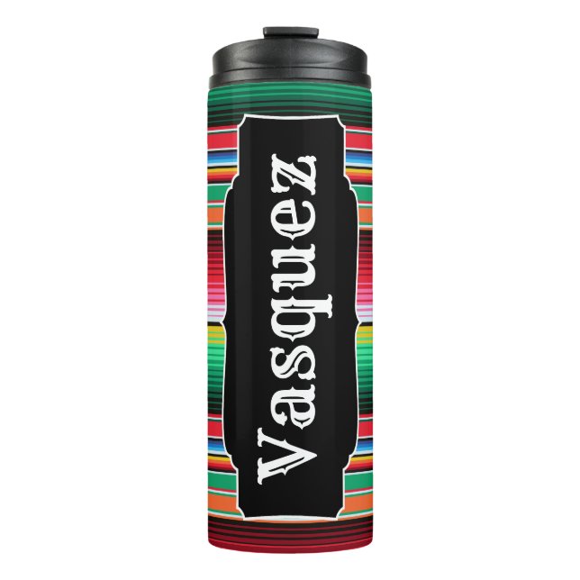 Custom Spanish Serape Mexican Blanket Personalized Thermal Tumbler (Front)
