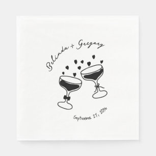 Custom Sparkling Cocktail Cheers Doodles Wedding Napkin