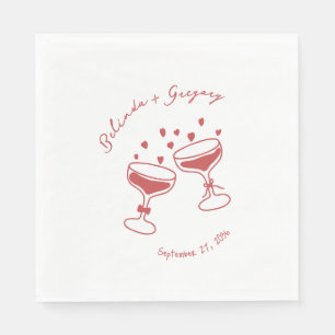 Custom Sparkling Cocktail Cheers Doodles Wedding Napkin