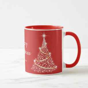 Custom Sparkling Gold White Christmas Tree Holiday Mug