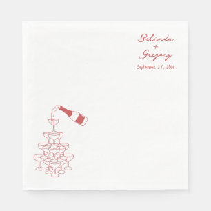 Custom Sparkling Wine Tower Doodles Wedding Napkin