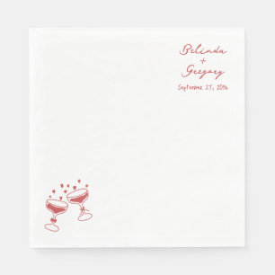 Custom Sparkling Wine Tower Doodles Wedding Napkin