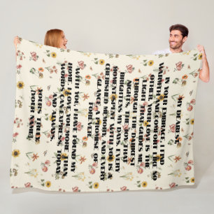 Custom Special Message Hand drawn flower floral Fleece Blanket