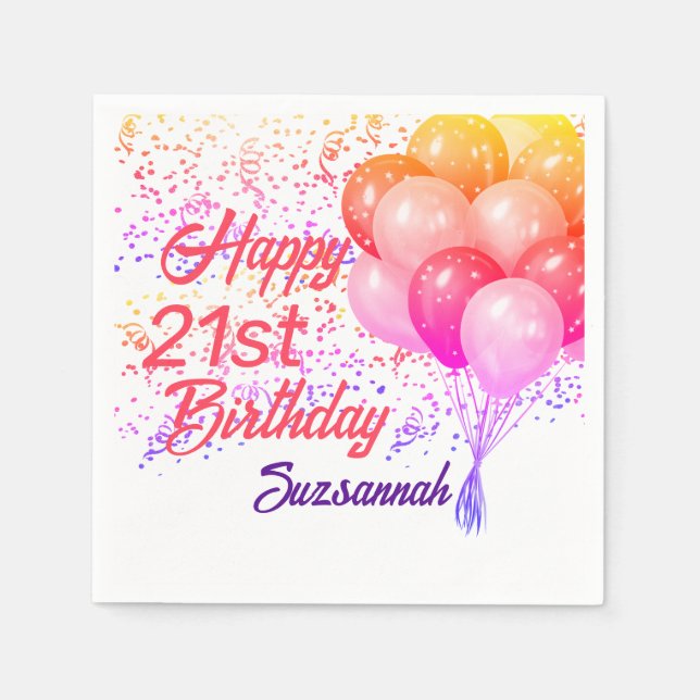 Custom Special Occasion Confetti with Balloons  Napkin (Front)