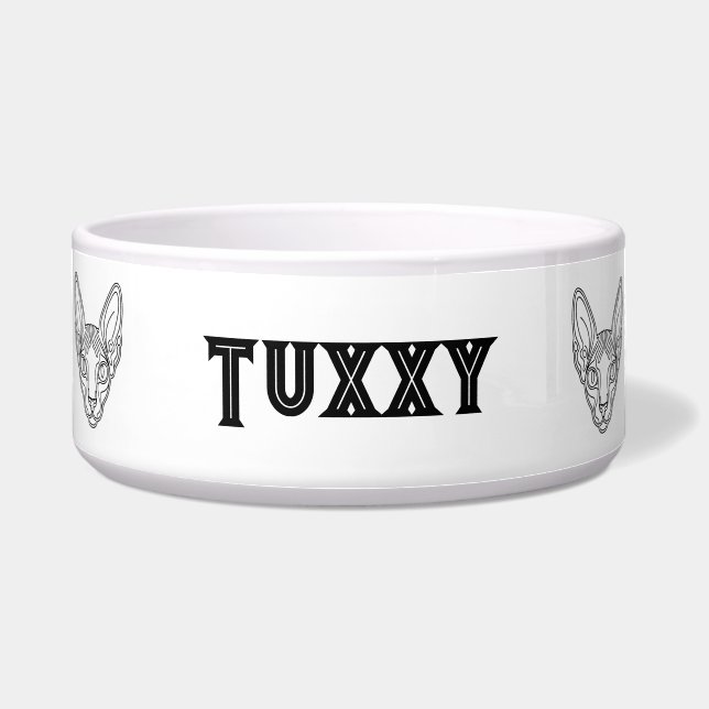 Custom Sphynx Cat Name Bowl  (Front)