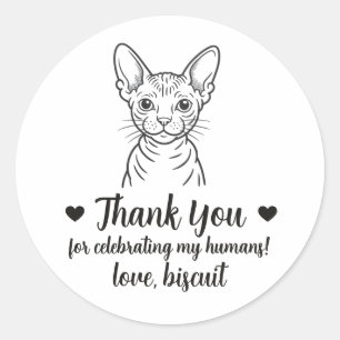 Custom Sphynx Cat Wedding Favour Stickers