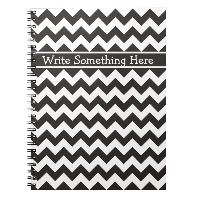 Custom Spiral Notebook Black and White Chevrons (Front)