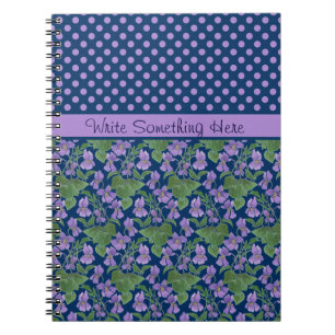 Custom Spiral Notebook, Violets and Polka Dots Notebook