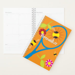Custom spiral planner with tennis racket design
