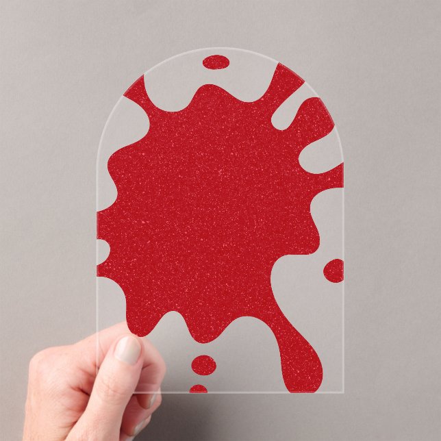 Custom Splash Tomato Red Clear Acrylic Invitation (Insitu (Handheld))