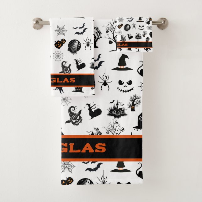 Custom spooky and funny Halloween Bath Bath Towel Set (Insitu)