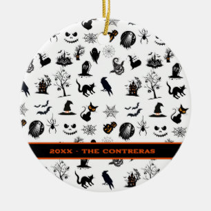 Custom spooky and funny Halloween Ceramic Ornament