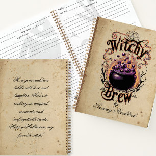 Custom Spooky Halloween Black Vintage Script Witch Notebook